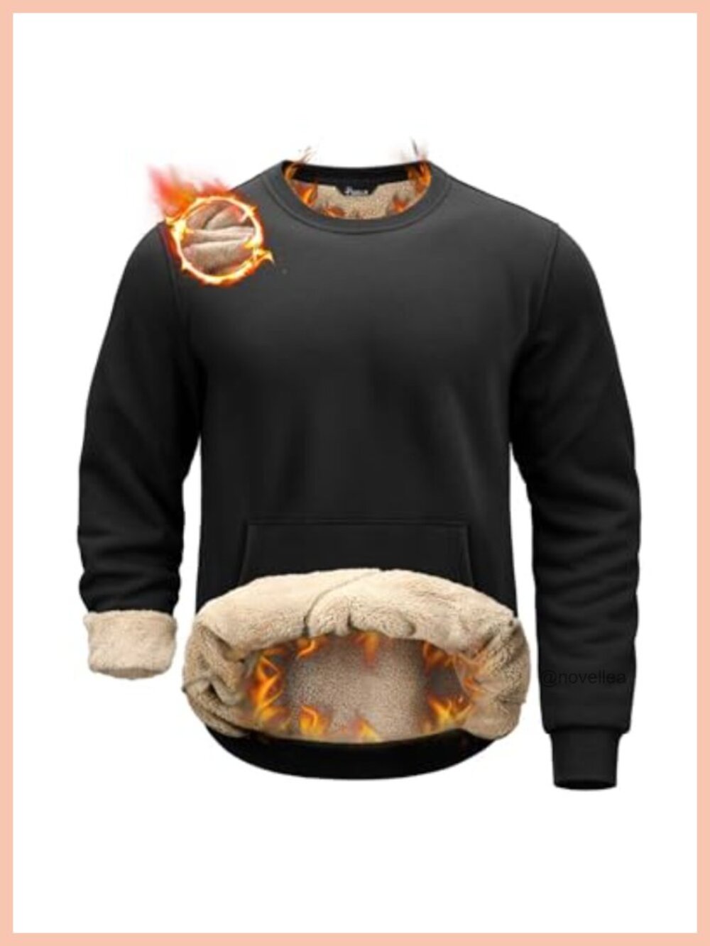 Sherpa Lined Sweatshirt Heavyweight Fleece Pullover with Pockets
